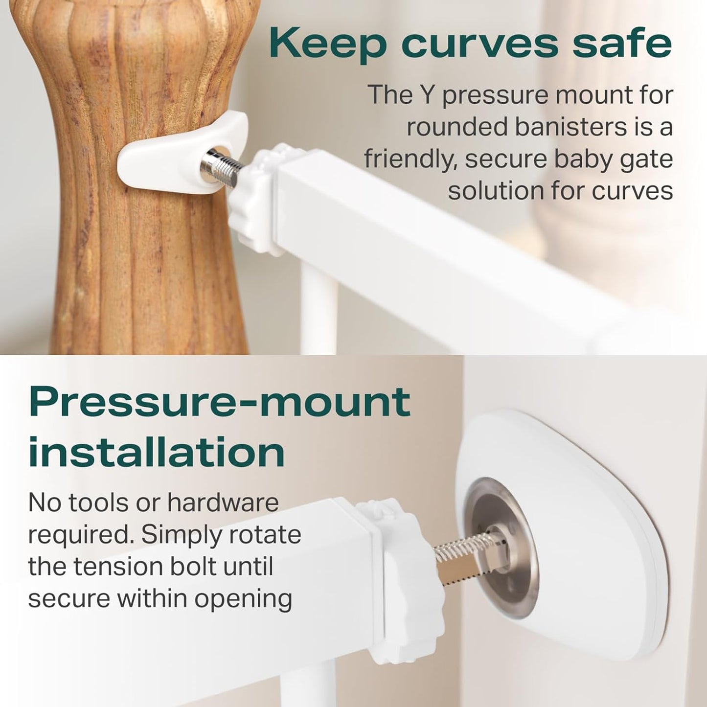 Cumbor 36" Extra Tall Baby Gate for Stairs, 29.7-57" Extra Wide Dog Gate for Doorways Hallways, Pressure Mounted Child Gate for Wide Opening, Auto Close Personal Safety for Babies and Pets, White