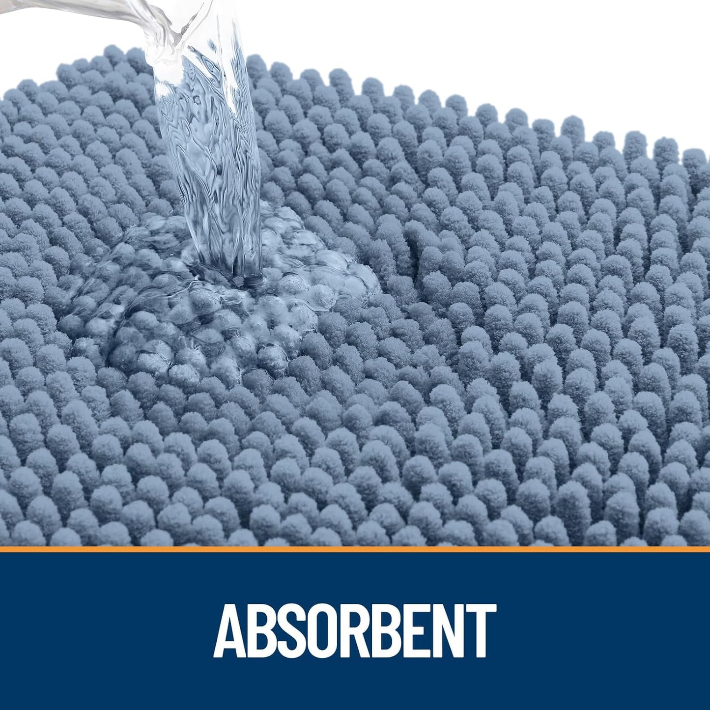 OLANLY Dog Door Mat for Muddy Paws 36x24, Absorbs Moisture and Dirt, Absorbent Non-Slip Washable Doormat, Quick Dry Chenille Mud Mat for Dogs, Entry Indoor Entryway Carpet for Inside Floor, Airy Blue