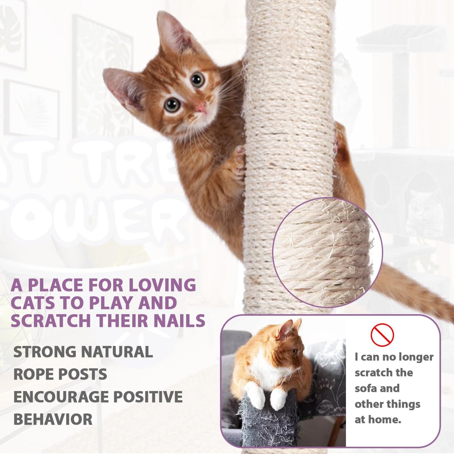 70 inches Cat Tower for Indoor Cats Multi-Level Cat Condos for XL Cat Tree Cat Climbing Tower with Scratching Posts, Hanging Toys,Light Gray