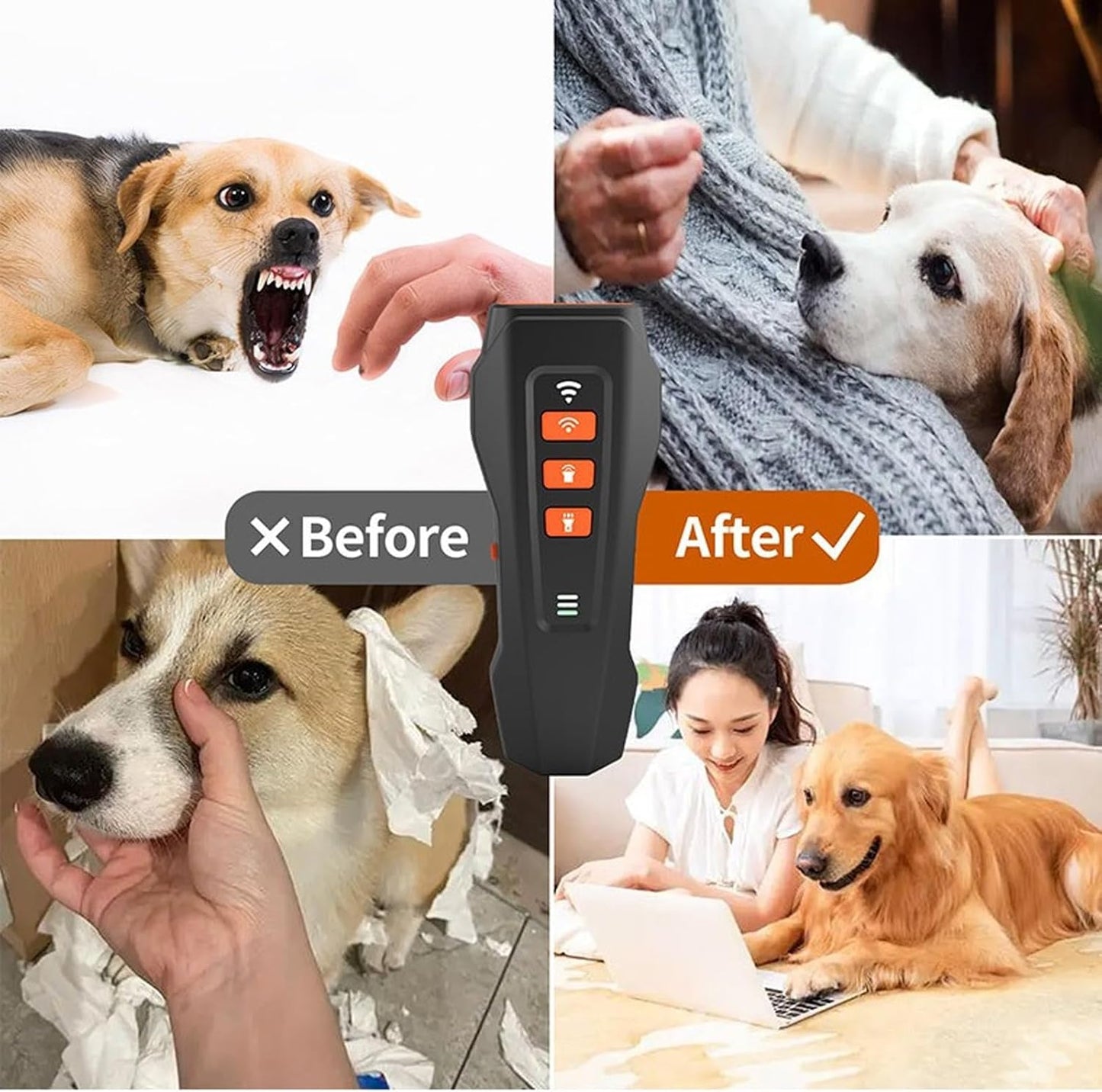 No Bark Ultra, Nobark Ultra Dog Bark Deterrent Device - Long Range Ultrasonic Anti Barking Device for Indoor & Outdoor, Stop Puppy from Crying at Night, Rechargeable Bark Shield for Dogs (Black*1)