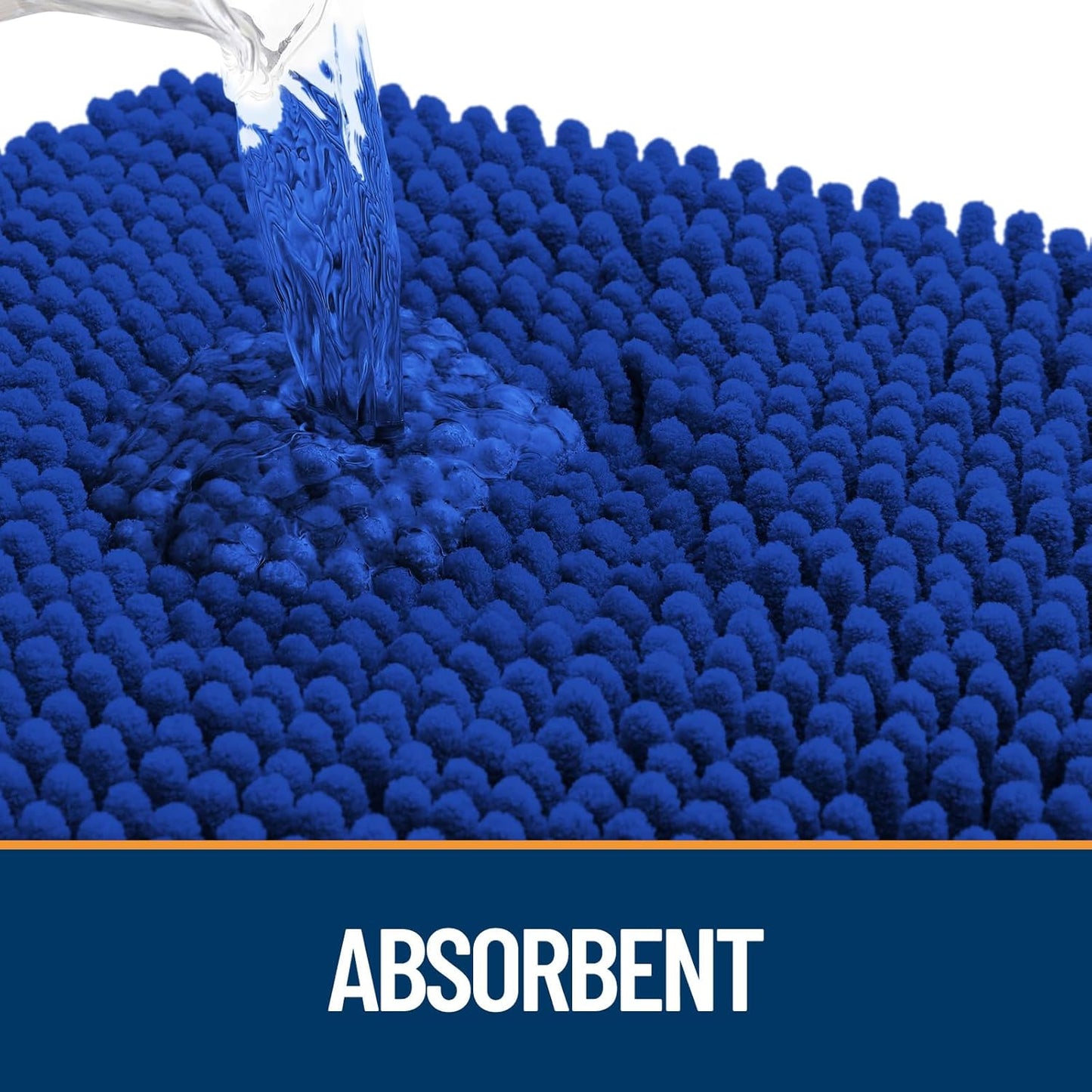 OLANLY Dog Door Mat for Muddy Paws 47x20, Absorbs Moisture and Dirt, Absorbent Non-Slip Washable Doormat, Quick Dry Chenille Mud Mat for Dogs, Entry Indoor Entryway Carpet for Inside Floor, Royal Blue