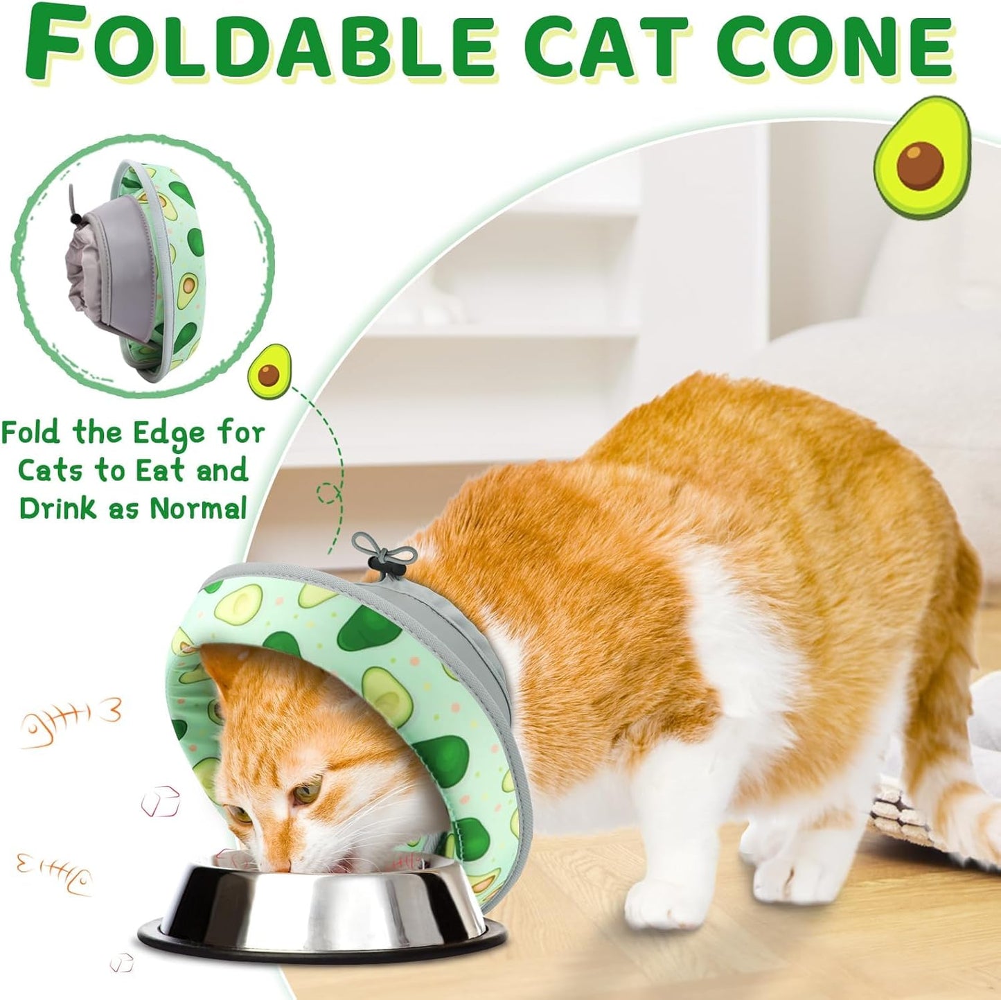 Cat Cone Collar Soft to Stop Licking, Adjustable, Foldable Lightweight Kitten Cones After Surgery Recovery for Cats & Kittens, Cat Cone Alternative (Light Green, S)