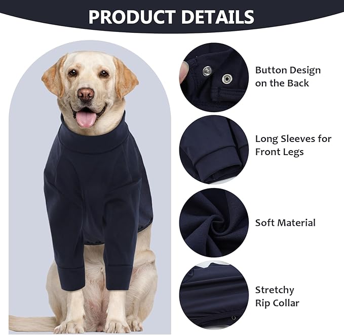 IDOMIK Dog Recovery Suit, Dog Surgery Recovery Suit Front Legs, Comfy Joint Leg Sleeves After Surgery, Elbow Braces Protector for Leg Injuries & Joint Pain, Cone Collar Alternatives,Navy,2XL