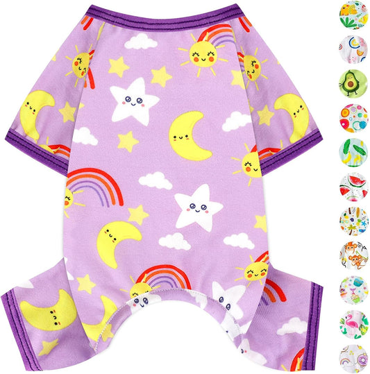 Dog Pajamas Pjs Spring Summer Dog Clothes for Small Dogs Girl - Boy - Small Size Dogs, Soft Stretchy Puppy Clothes Doggie Onesies Cat Pet Jammies Outfit (Star Purple, Medium)