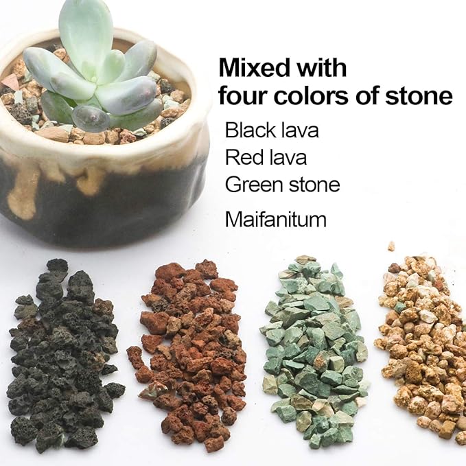 TOYPOPOR Mix Horticultural Lava Rock Pebbles Pumice Potting Soil Amendment Succulent Cactus Bonsai Gritty Rock Decorative Gravel Plant Drainage Volcanic for Terrarium Fairy Gardening Top Dressing 6lb