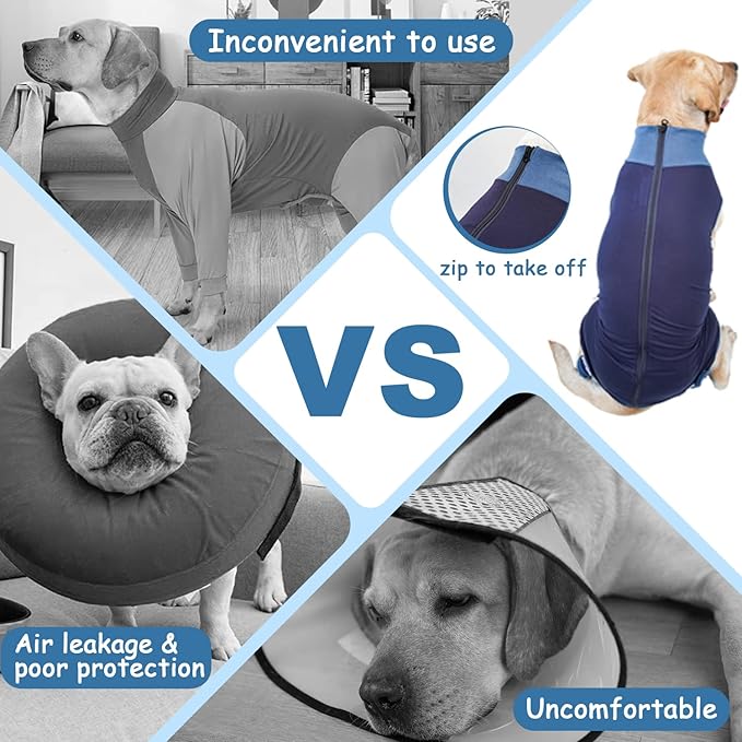 Breathable Dog Surgery Recovery Suit for Male/Female, Professional Dog Recovery Onesie with Zipper After Spay Abdominal Wounds, Anti Licking Cone E-Collar Alternative for Small Medium Large Dog