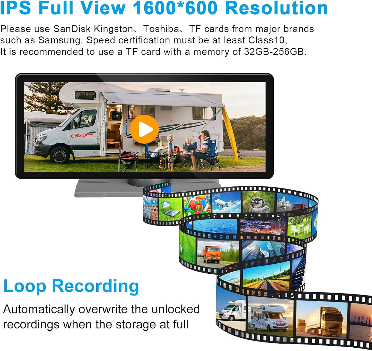 RV Wireless Backup Cameras with Monitor 6.86 Inch Touchscreen Built in DVR Video Recording for Truck RV Trailer Rear Side Wide View Back Up Camera Wireless Transmit Image Avoid Blind IP69K Waterproof