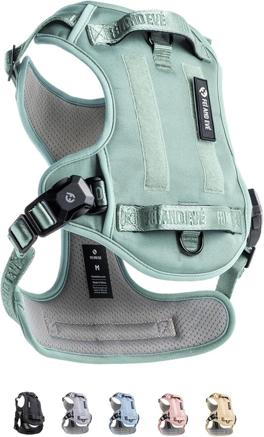 2025 New Edition, Fei & Eve MagEase Dog Harness - 3-Second Magnetic Buckles | 3-Point No-Pull Control | Heavy-Duty 900D Nylon | Dual Safety Handles | Breathable Mesh | Adjustable Fit | Large, Green