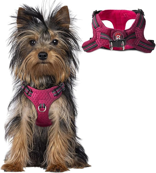 Dog Harness Step in Dog Vest Harness, Reflective Adjustable Puppy No Pull Harness Breathable Soft for Small and Medium Dogs Cats, Pink/Black, XXS