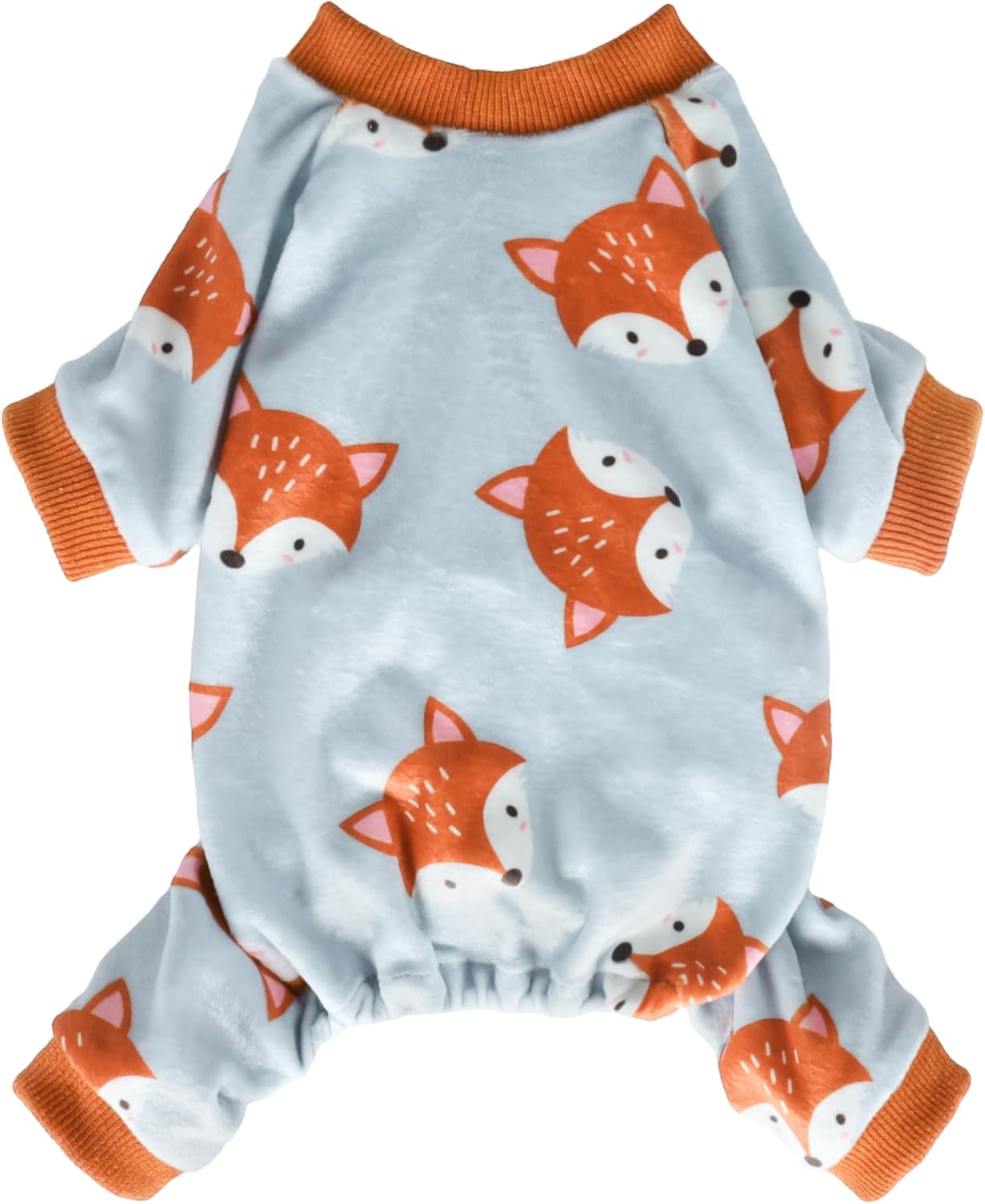 Fitwarm Funny Fox Dog Pajamas, Warm Dog Onesie, Dog Clothes for Small Dogs Girl Boy, Lightweight Velvet, Pet Outfit, Gray, Orange, Large