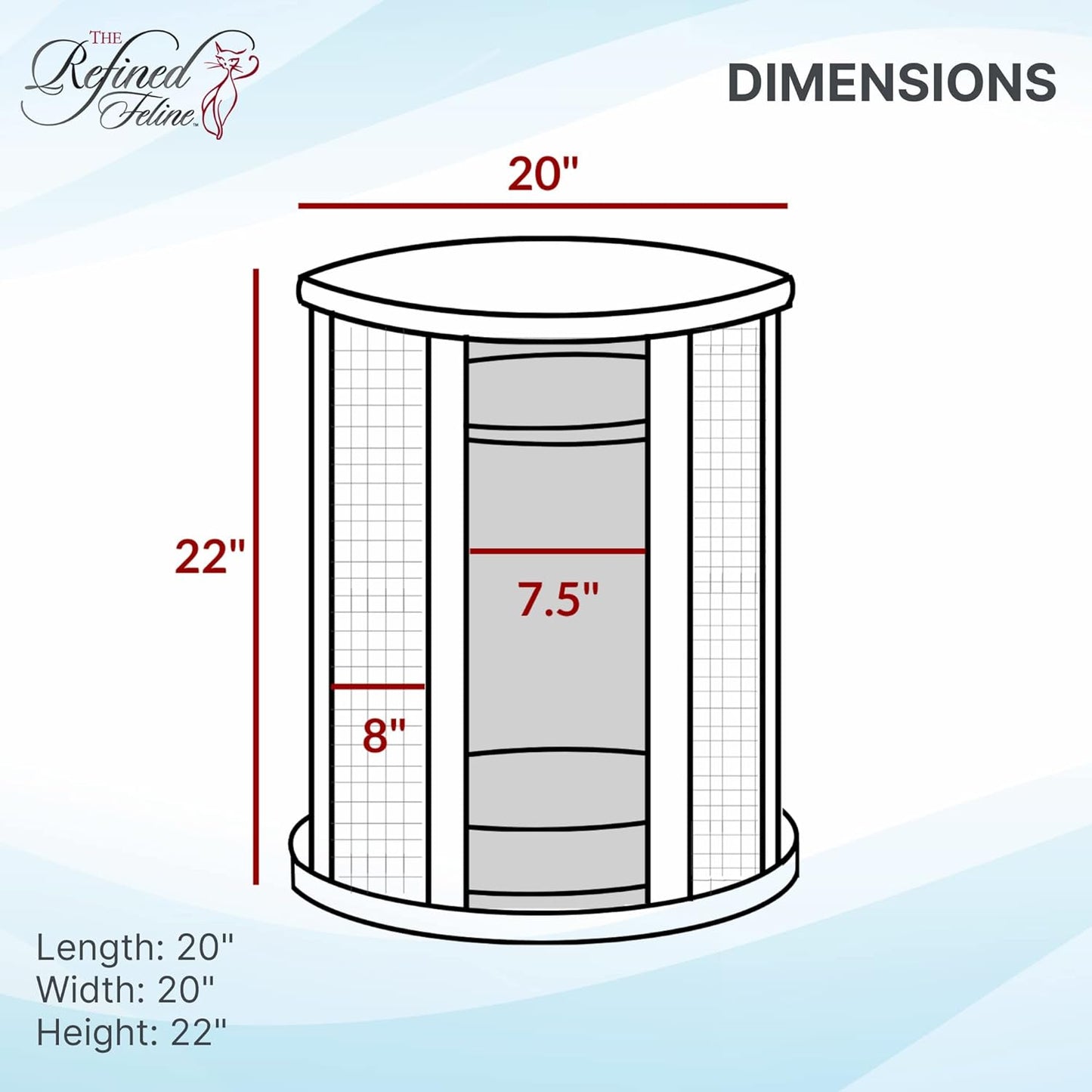 THE REFINED FELINE Purrrrfect End Table Cat Bed Cave in Mahogany Brown, Multipurpose Wood Cat Furniture Nightstand, Easy to Clean Covered Cat Bed with Replaceable Scratching Post & Washable Cushion