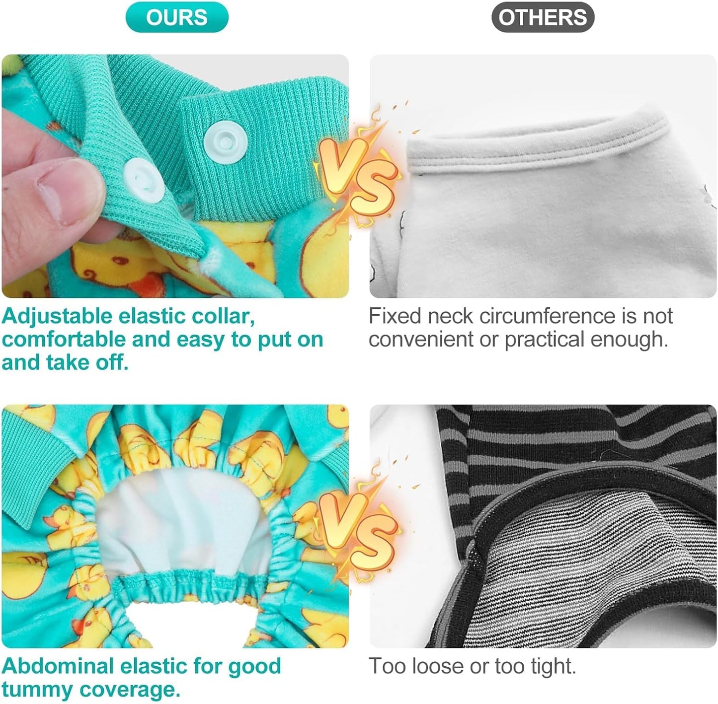 BEAUTYZOO Dog Pajamas Large Sized Dog, Summer Doggie Pajamas for Boy Girl, Soft Strechy Cotton Puppy Pjs Jammies Onesies for Men Women, Pet Jumpsuit Body Suit Cat Apparel Clothes, Yellow Duck XL