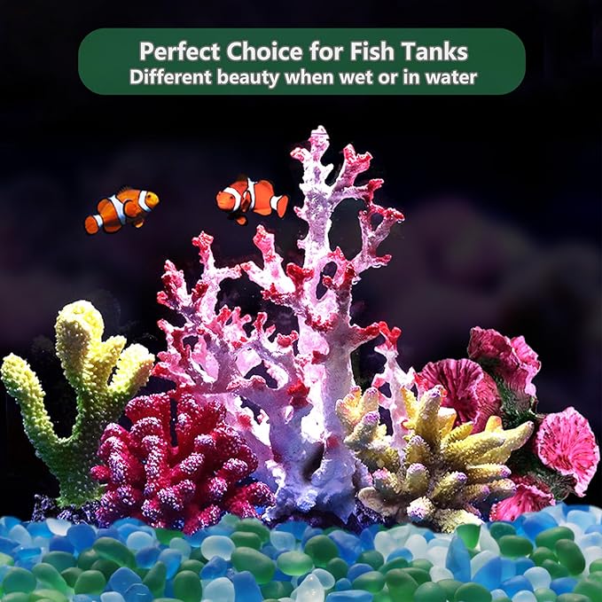 Sea Glass Stones - 2.9LB/46.4oz Green Mixed Frosted Glass Pebbles Gemstones - Perfect for Aquarium Rocks, Fish Tank Gravel, Vase Fillers, Seaglass DIY Crafts, and Home Decor