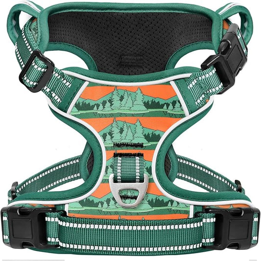 Timos No Pull Dog Harness,No Choke Front Clip Dog Reflective Harness,Adjustable Soft Padded Pet Vest with Easy Control Handle for Large Dogs,Wilderness,L