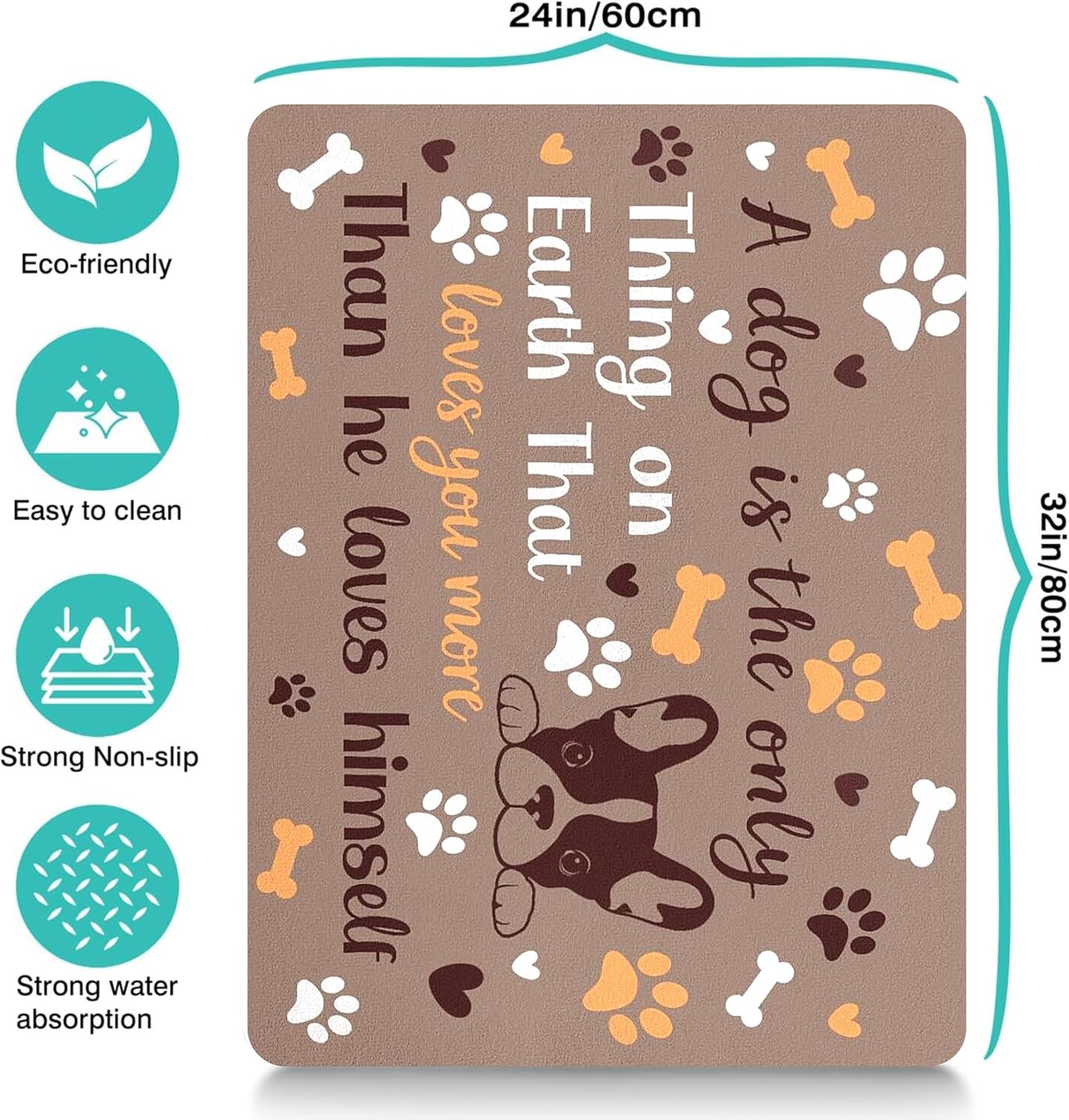 Pet Feeding Mat for Floors Waterproof Dog Mat for Food and Water Absorbent Quick Dry Non Slip mat for Cat Bowls