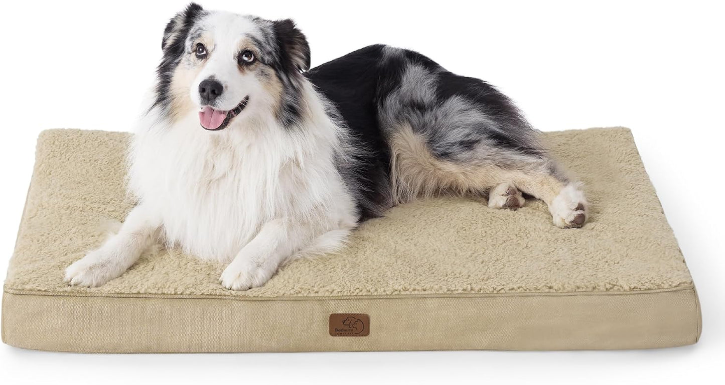 Bedsure XL Dog Bed for Crate - Large Orthopedic Flat Pet Beds with Removable Washable Cover, Egg Crate Foam Crate Mat, Suitable for Pet Up to 90 lbs