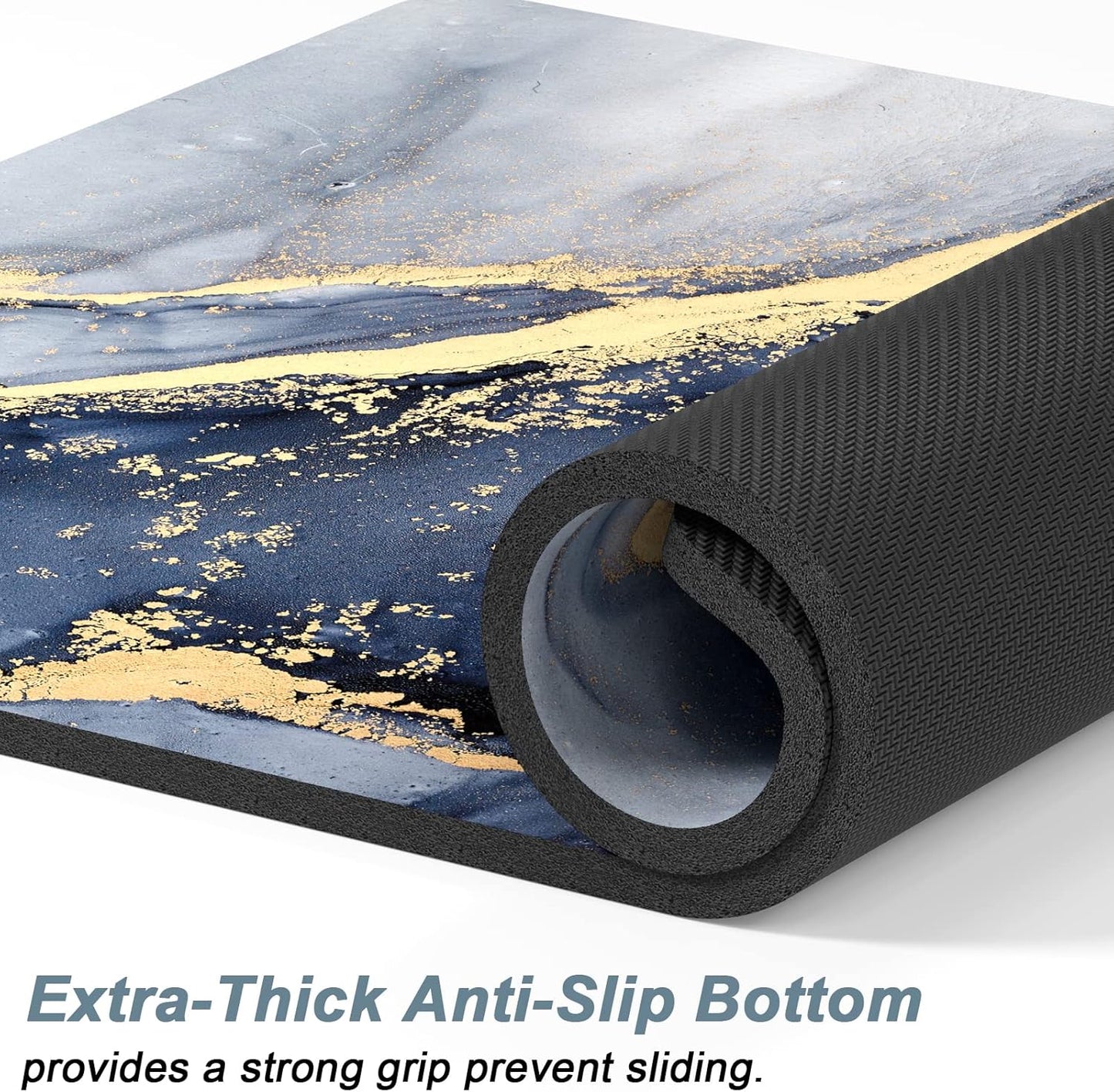 Rnivvi Dog Food Mat, 12" x 19" Marble Absorbent Dog Cat Bowl Mat for Food and Water, Cute Anti-Slip Rubber Pet Feeding Rug Protect Floors, Puppy Placemat for Feeding & Watering Supplies, Grey