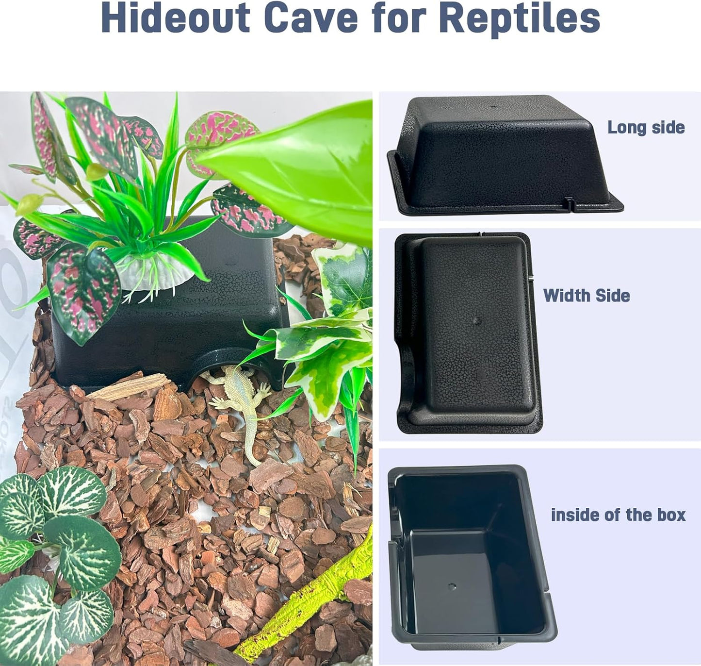 Small Humid Hideout Cave for Reptiles, Snake Hide for Ball Pythons, Gecko Hide, Leopard Geckos, Bearded Dragons,Compact Terrarium Decor with Easy-Clean Design (6.70"x4.72"x2.56")