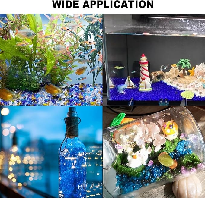 Keedolla 15 Oz Aquarium Glass Marbles Fish Tank Rocks, Decorative Glass Pebbles Gemstones for Aquarium Gravel Fish Tank Stones Vase Fillers DIY Crafts - Cobalt Blue