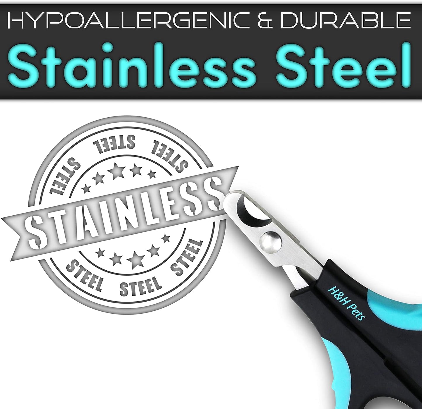 Cat Nail Clipper by H&H Pets - Professional Sharp Stainless Steel Claw Clipper Trimmer with Sturdy Non Slip Handles - for Small Animal & Cats Nail Cutter