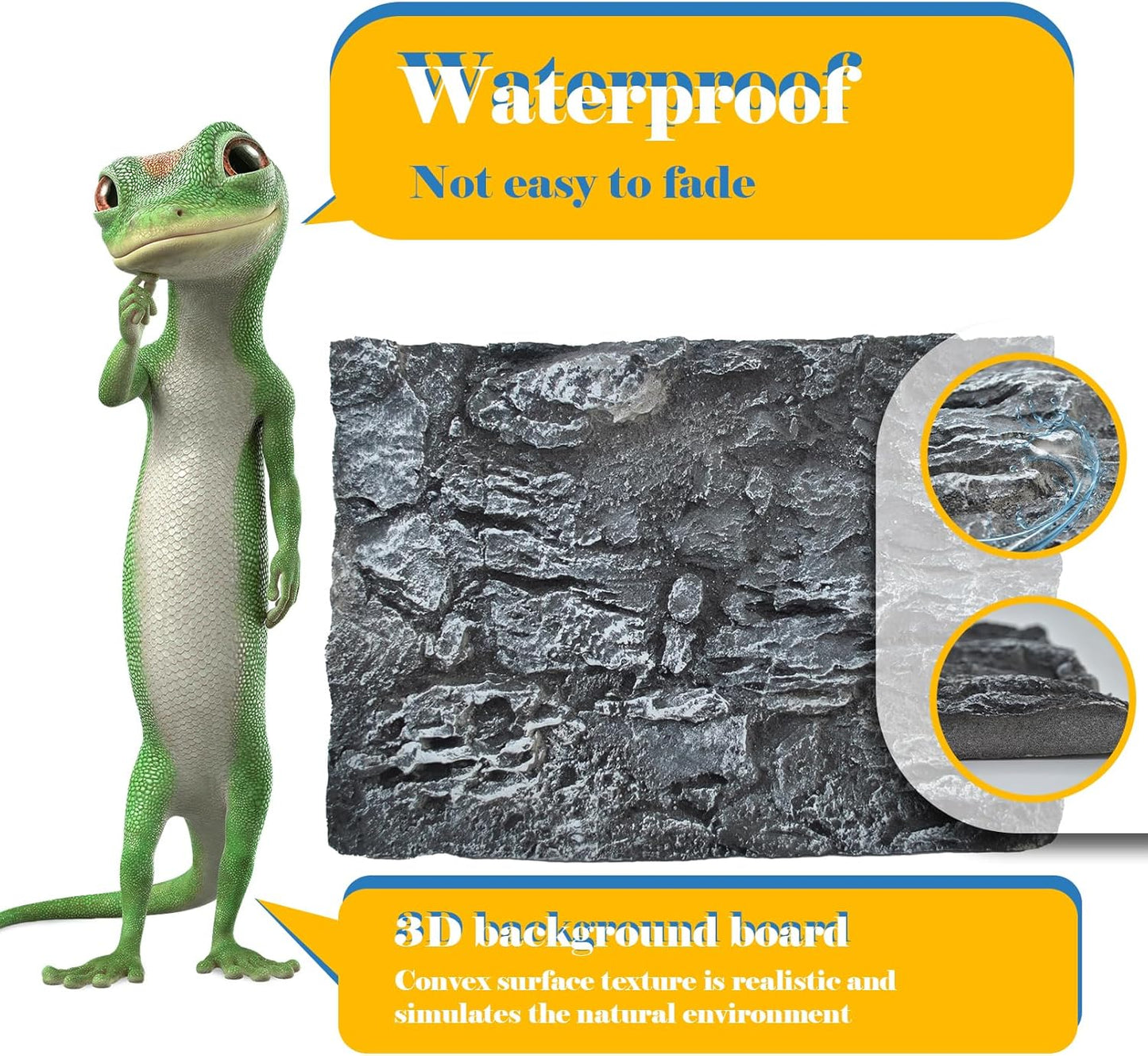 Reptile Tank Background Board Rock Terrarium Cork Background Board 3D Wall Backdrop Aquarium DéCor Backgrounds Amphibian Habitat Decoration for Lizards Leopard Gecko Bearded Dragons Turtle