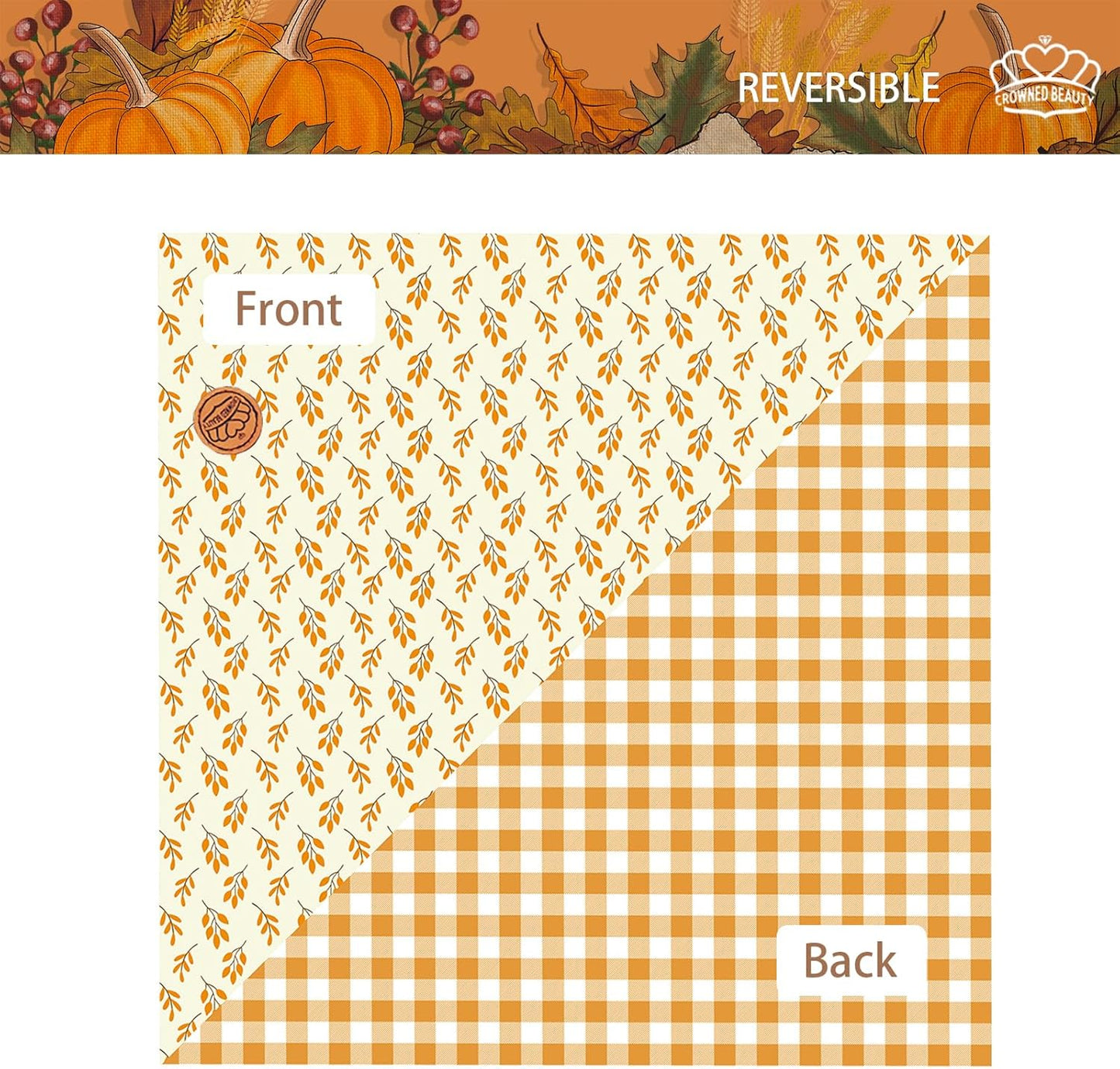 CROWNED BEAUTY Fall Dog Bandanas Reversible Large 2 Pack, Fall Tree Set, Orange Adjustable Triangle Holiday Scarves for Medium Large Extra Large Dogs Boy Girl Pets DB183-L