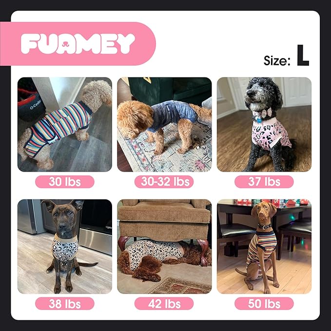 FUAMEY Dog Recovery Suit Male,Dogs Surgery Neuter Suits Puppy Spay Shirts for Female Protect Dog's Skin Anti Licking Abdominal Wounds Doggie Onesie Pet Bodysuit Alternative to Cone Rabbit Flower L
