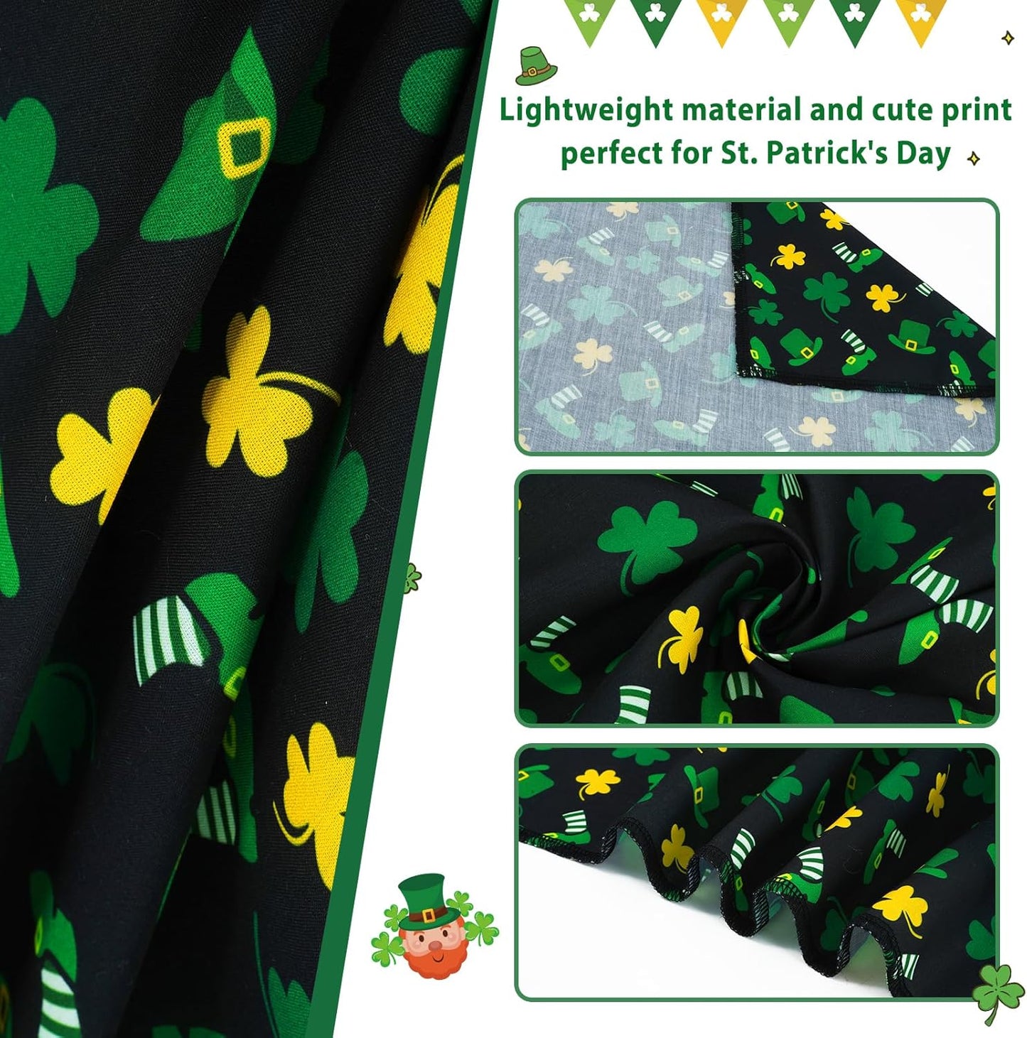 E-Clover Dog Bandana Boy & Matching Scrunchie-Shamrock Dog Bandanas Irish Pet Scarf Bib for Medium Large Dogs Girl Owner Gift Dark Green