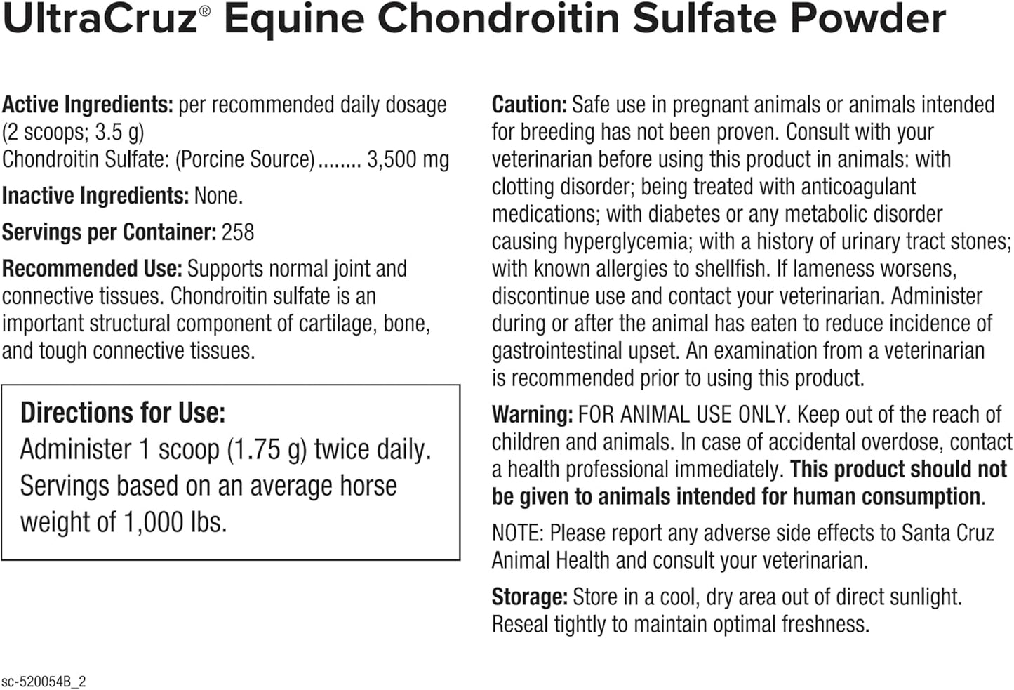 UltraCruz® Equine Chondroitin Sulfate, 1 lb, Powder