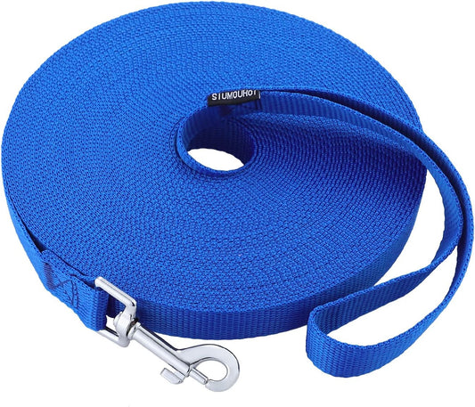 Reliable Siumouhoi Dog/Puppy Obedience Recall Training Agility Lead - 15ft， 20ft， 30ft ，40ft， 50ft Training Leash - Great for Play, Camping & Backyard（Blue，40 Feet