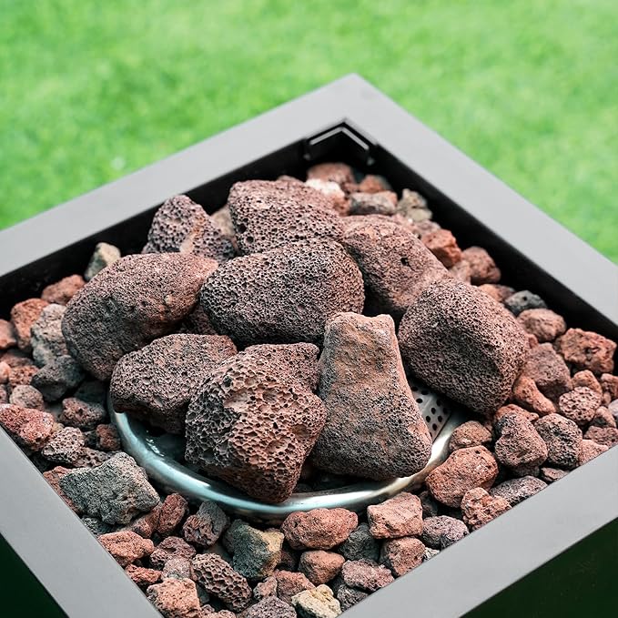 Mr. Fireglass Lava Rock Granules, Large Red Volcanic Lava Rock for Fire Bowls, Fire Pits, Gas Log Sets, Indoor or Outdoor Fireplaces - 10 Pounds (2.75"-5")