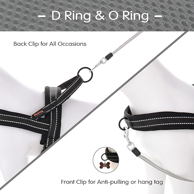 Didog No Pull Dog Harness with Soft Mesh Padded,Reflective & Quick Fit Light Weight Dog Strap Vest Harness,Easy for Walking Training (S:Chest 18-22", Mesh-Black)