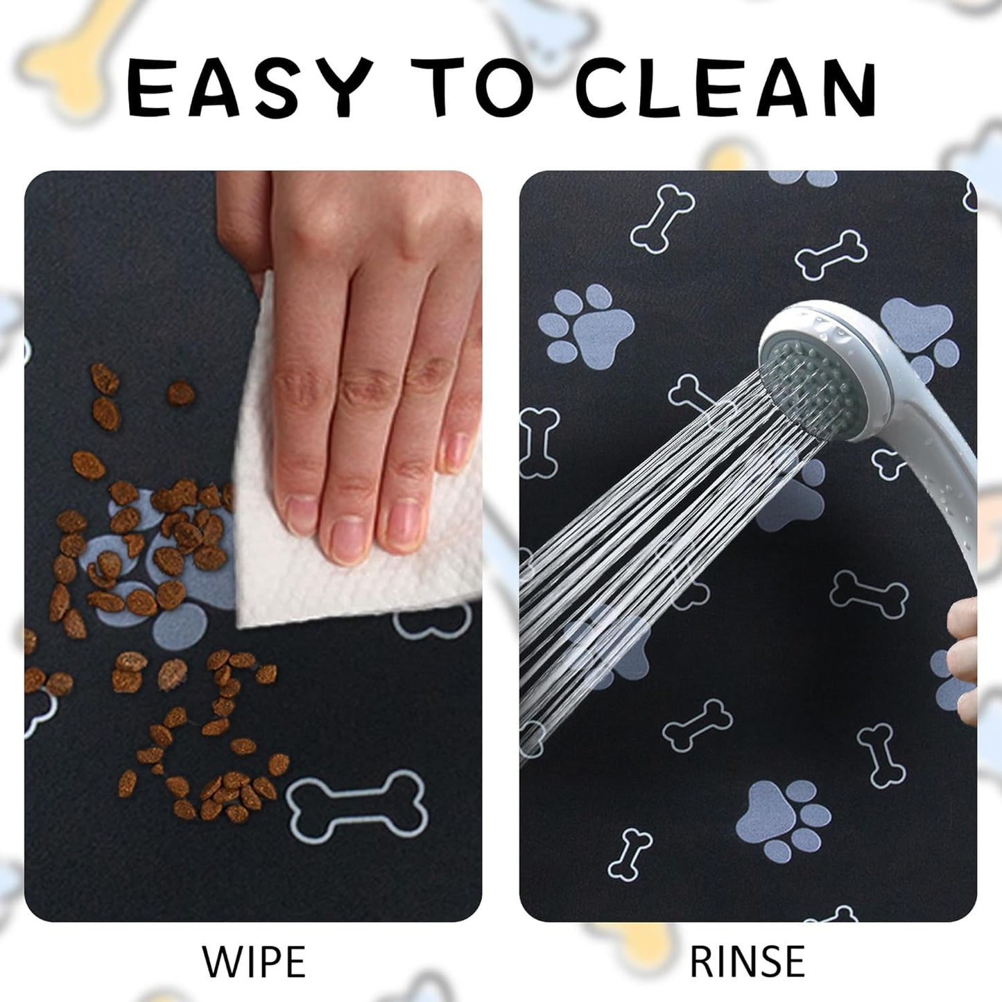 Pet Cat Dog Food Mat Non Slip Mat for Dog Water Bowl Mat Quick Dry Absorbent Cat Feeding Mat, 24 * 16.9 in, Brown