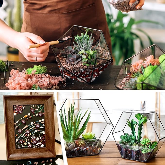 2LB Amber Flat Glass Marbles for Vases, Gemstone Beads Vase Filler Decorative Glass Pebbles for Fish Tank, DIY Crafts, Autumn Centerpieces, Aquarium Decor Rocks