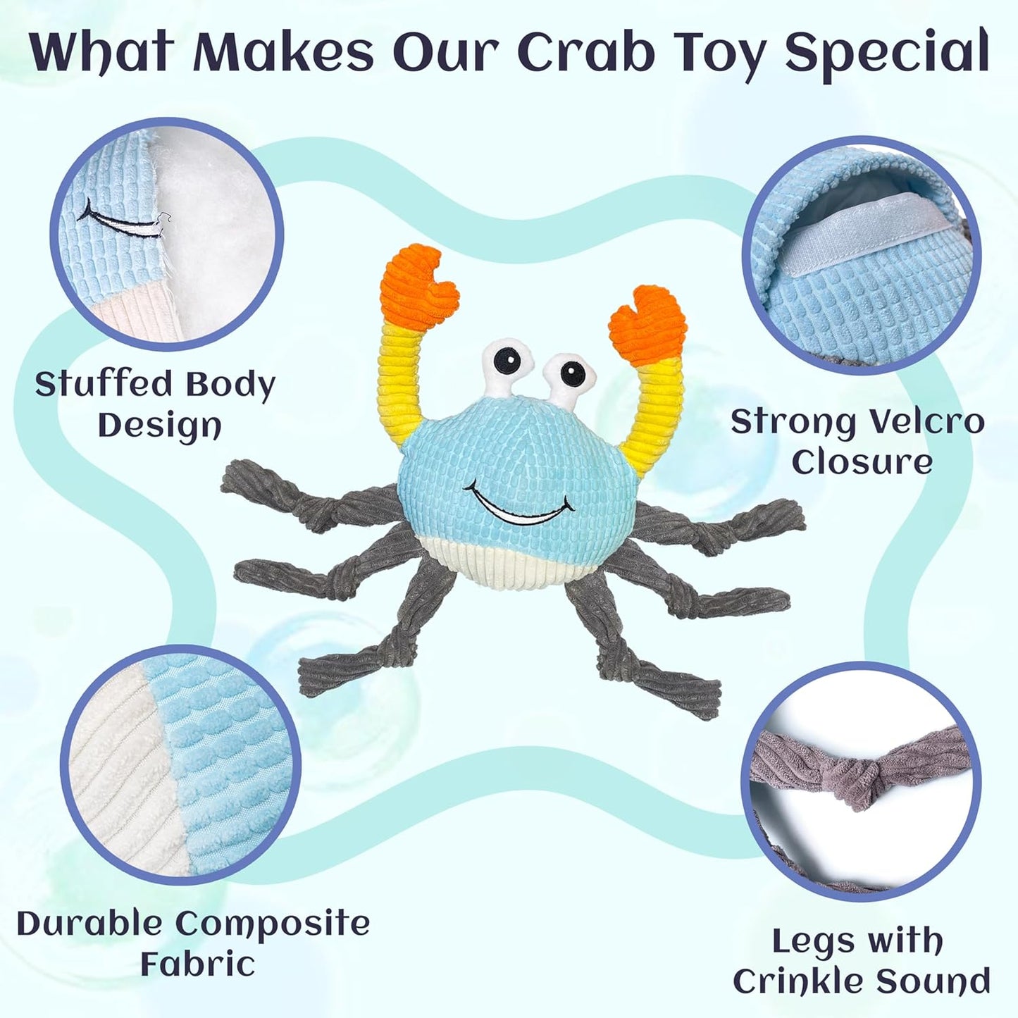 Dog Toys for Aggressive Chewers – 3-in-1 Squeaky Interactive Chew Toy with Spiky Ball for Small, Medium & Large Dog, Pet Plush Toys（Bouncing Ball Not Included）