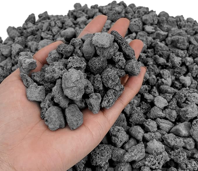 Mr. Fireglass 10 Pounds Black Natural Lava Rock for Indoor Outdoor Gas Fire Pits Fireplaces & Barbecue Grills | Volcanic Lava Stones for Decorating Garden Landscaping, Potted Plants, 0.3"-0.6"