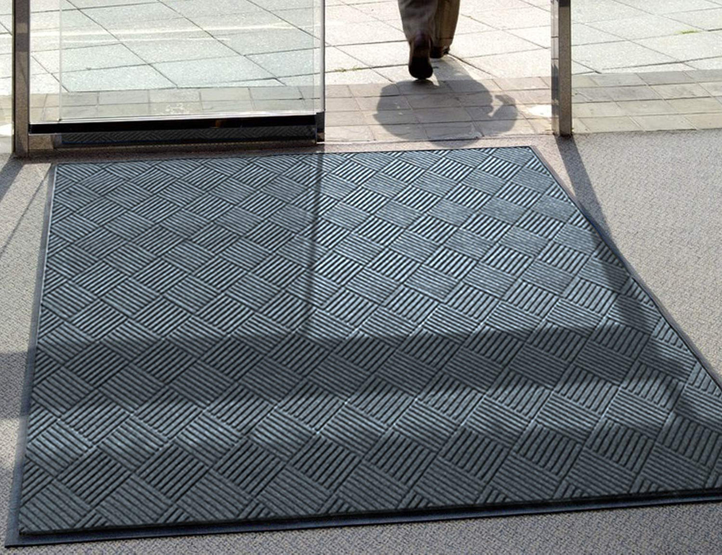 M+A Matting WaterHog Diamond | Commercial-Grade Entrance Mat with Rubber Border – Indoor/Outdoor, Quick Drying, Stain Resistant Door Mat (Bluestone, 6' x 6')