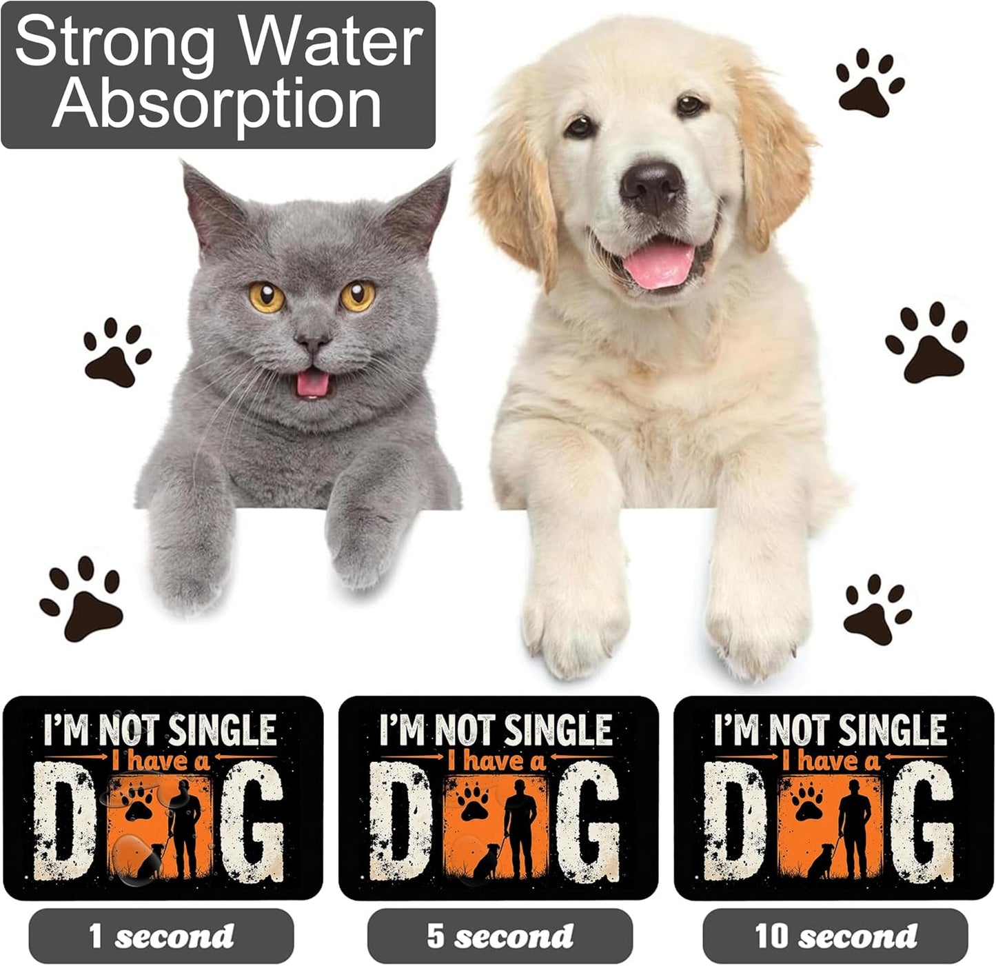 Not Single Dog Pet Cat Dog Food Mat-Absorbent Quick Dry Feeding Placemat for Water and Food, No Stains Rubber Base Mat for Indoor Use, Pet Accessories 16"x24"