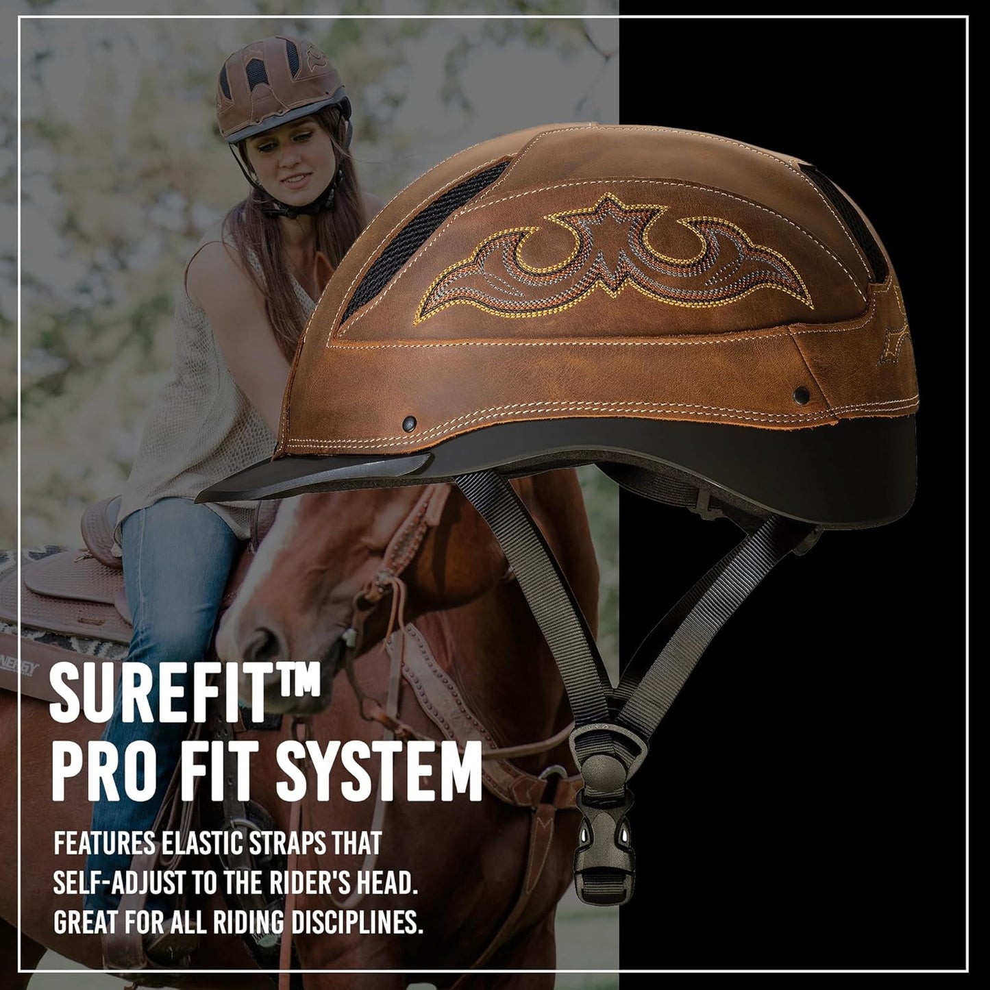 Troxel Cheyenne Rugged Horse Riding Helmet, Low-Profile, Self-Adjustable Design, Safety Horseback Riding Gear