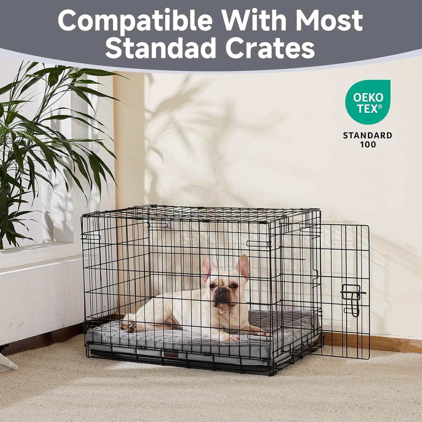 OhGeni Orthopedic Waterproof & Machine Washable Dog Bed for Small Medium Pets, Suitable for Crates, Cat Mat with 25D Egg Crate Foam, Removable Cover & Invisible Zipper, 30 Inches(Gray)