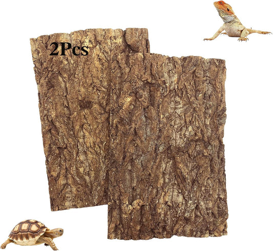 Tfwadmx 2Pcs Cork Tile Terrarium Background 15.7"x11.8" Reptile Bark Backdrop Wall Decor 3D Bearded Dragon Tank Climbing Mat Decoration for Gecko Lizard Tortoise Chameleon