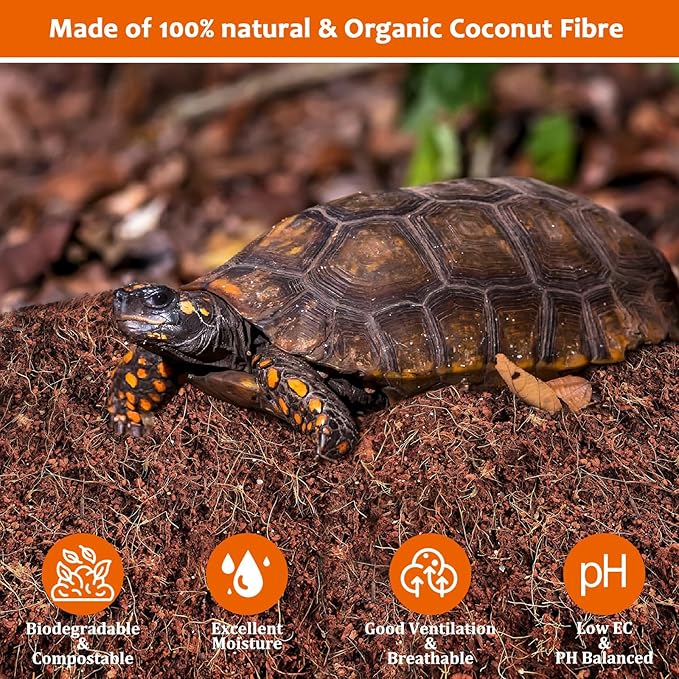 Riare 2 Pack Natural Coconut Fiber Substrate for Reptile- Premium Compressed Coconut Husk Terrarium Bedding for Reptile, Tortoise, Frogs, Snakes Hermit Crabs, Burrowing Animals
