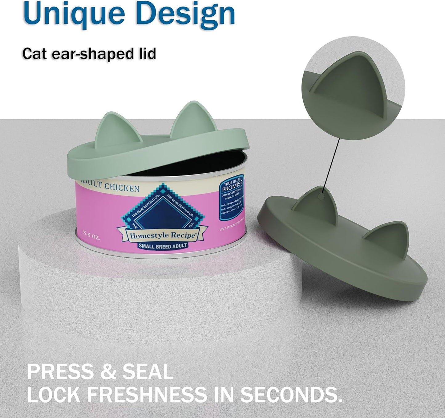 OHMO 2 Pack Pet Food Can Lids, (3.3 in / 85mm) Silicone Pet Food Can Lids Covers for 5.5 oz Cat and Dog Food Cans, Camo&Light Green