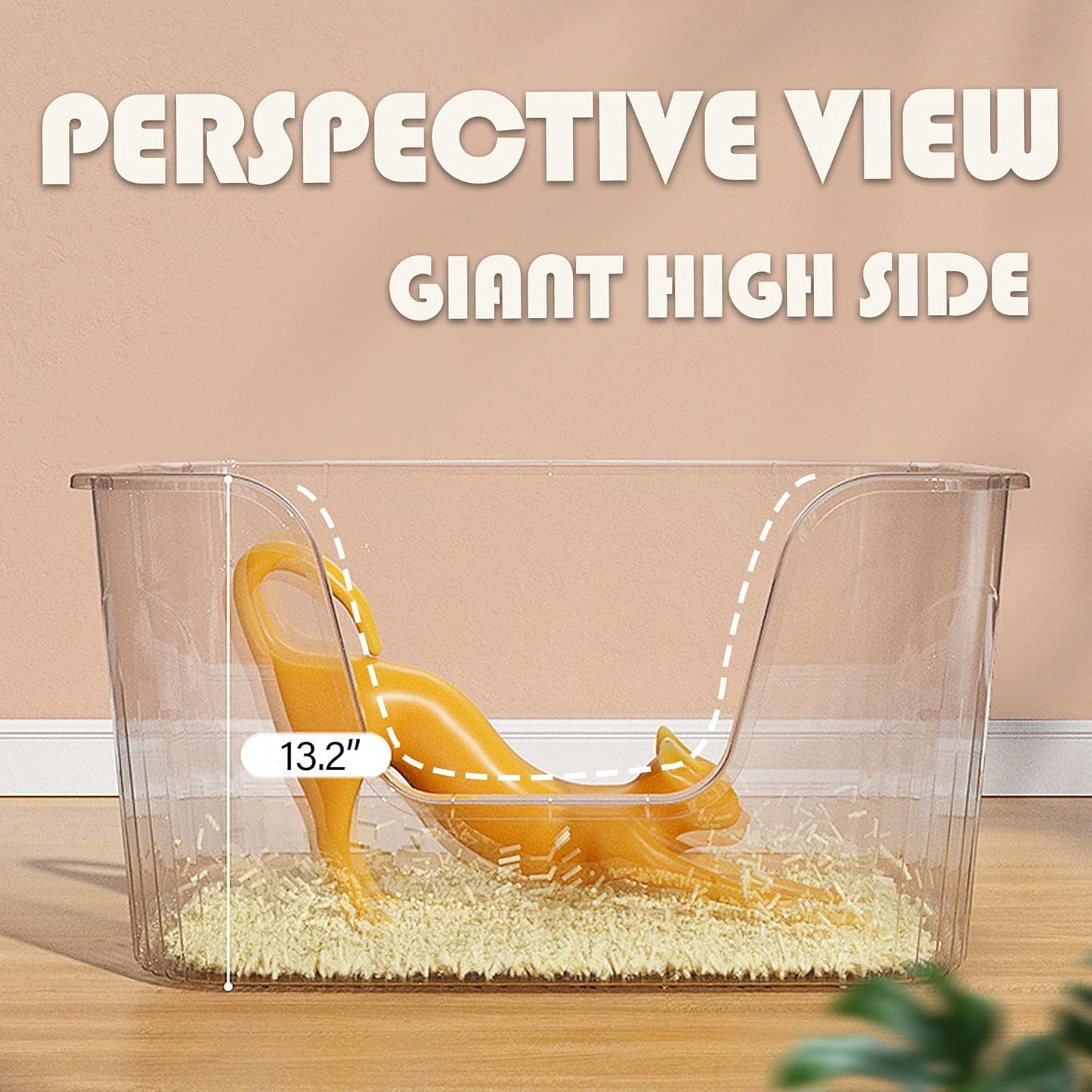 Vealind Jumbo Litter Box, XL Litter Boxes for Big Cats, Extra Large Space, High Sided Litter Pan, Leak-Proof & Anti-Splashing, Easy Clean & Durable (25” * 17” * 13” Grey)