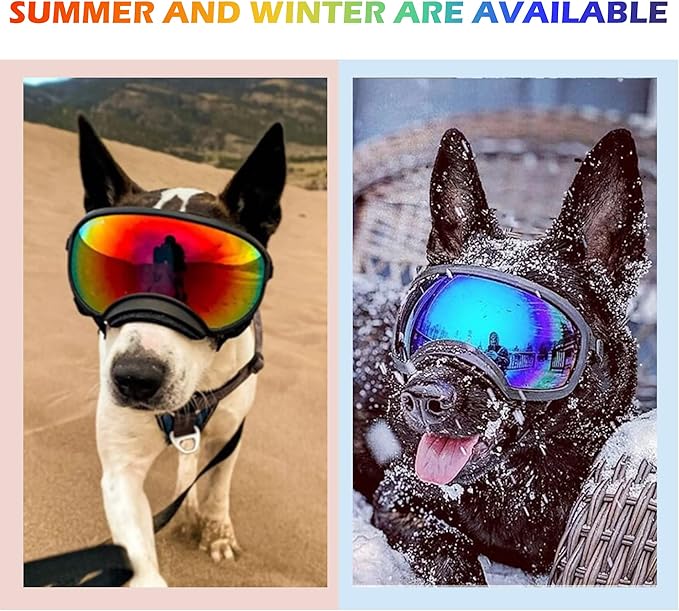 Large Dog Sunglasses with Adjustable Strap UV Protection, Winproof Dog Puppy Sunglasses, Suitable for Medium-Large Dog Pet Glasses, Dogs Eyes Protection(Colorful)