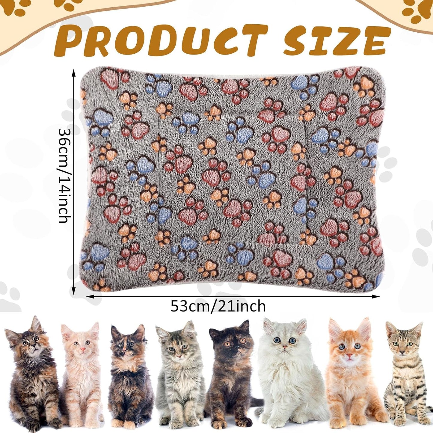 4 Pack Ultra Soft Dog Cat Bed Mat with Cute Prints Reversible Fleece Dog Crate Kennel Pad Cozy Washable Thickened Hamster Guinea Pig Pet Bed Mat for Small Animals(21 x 14 Inches,Gray)