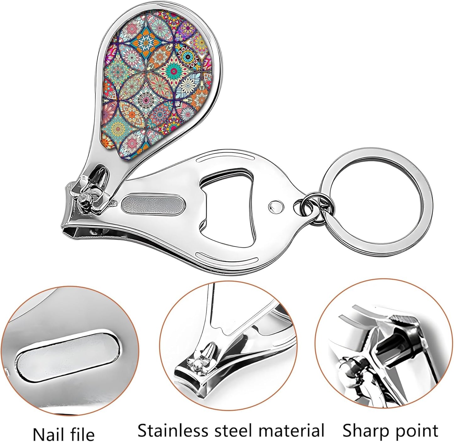 Nail Clippers with Key Chain Cute Stainless Steel Nail Cutter with File Professional Toenail Clipper for Men Multifunction Toenail Clipper 2 Pack Nique Cutter for Adult(Datura)