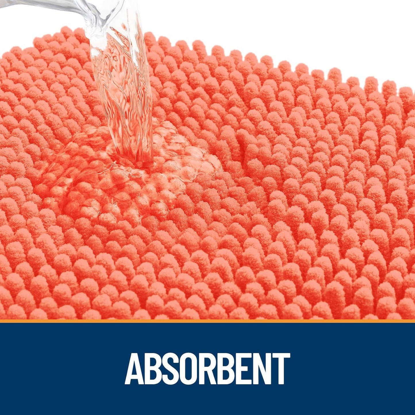 OLANLY Dog Door Mat for Muddy Paws 30x20, Absorbs Moisture and Dirt, Absorbent Non-Slip Washable Doormat, Quick Dry Chenille Mud Mat for Dogs, Entry Indoor Entryway Carpet for Inside Floor, Coral