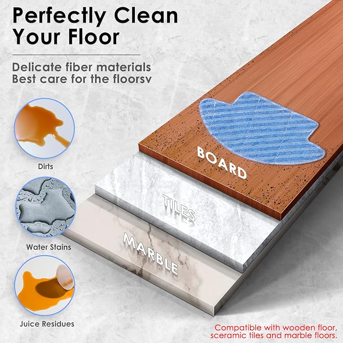 (12 Pieces) M210S M213S Replacement Parts for Lefant M210 Pro M210P M210B M213S M210S M210 M213, OKP Life K2 K3 K3A K4 K5, Robot Vacuum Accessories, 2 Mop Pads, 4 HEPA Filters, 6 Side Brushes