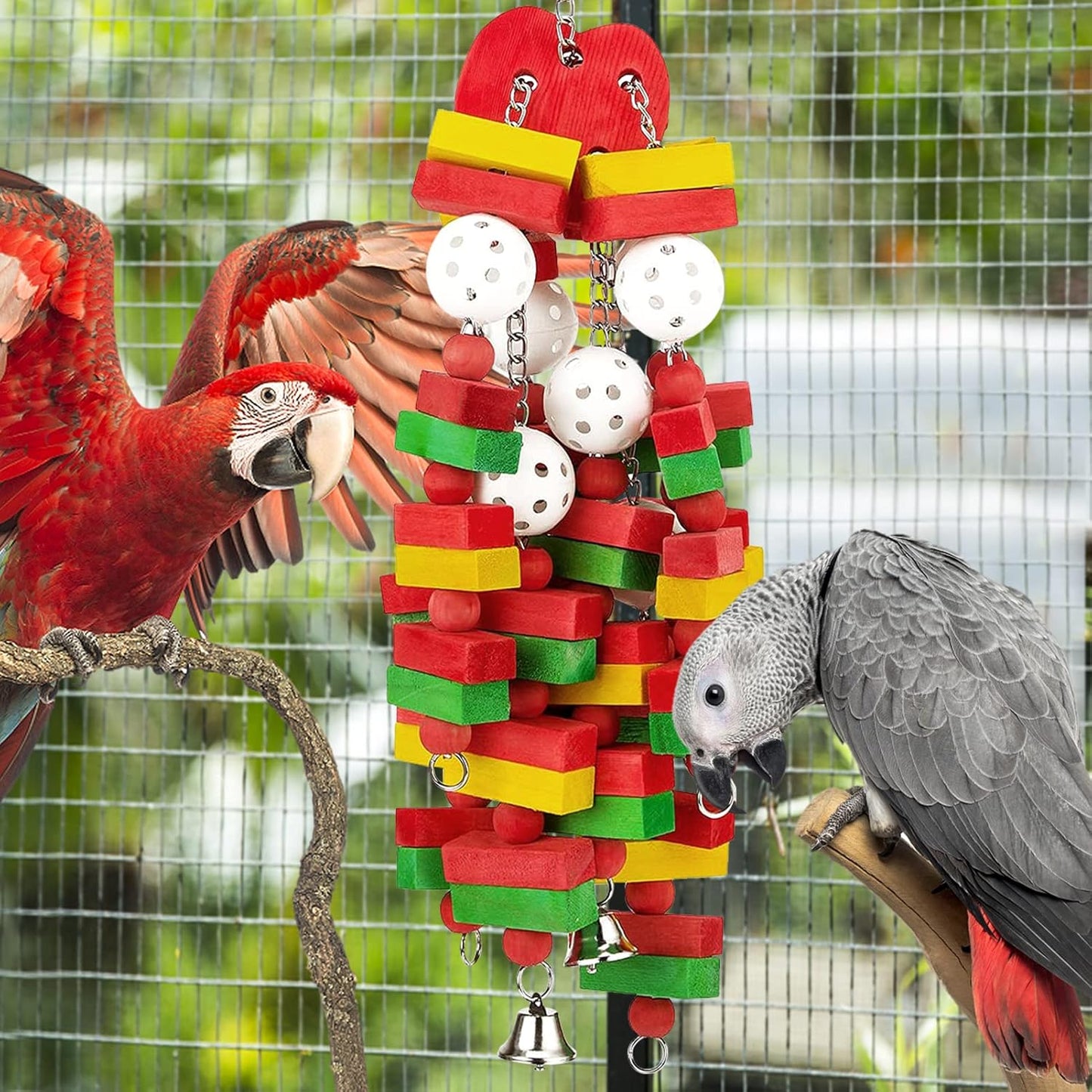 MEWTOGO Large Bird Parrot Toys for Cockatoos African Grey Macaws and Amazon Parrots Bird Gift